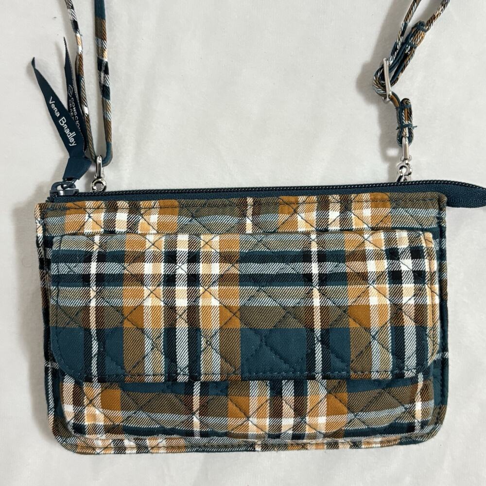 Vera Bradley Orchard Plaid Recycled Cotton Wallet Crossbody Bag Purse